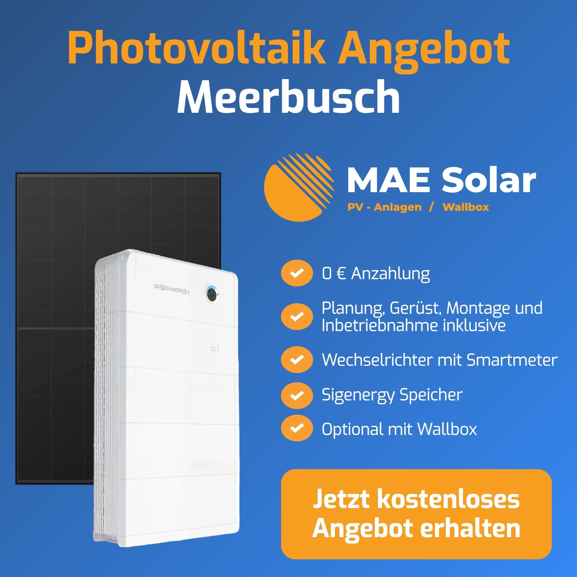 Photovoltaik Meerbusch – Komplettanlage mit Speicher, Montage & Anmeldung vom Profi - MAE Solar - PV - Anlagen Düsseldorf