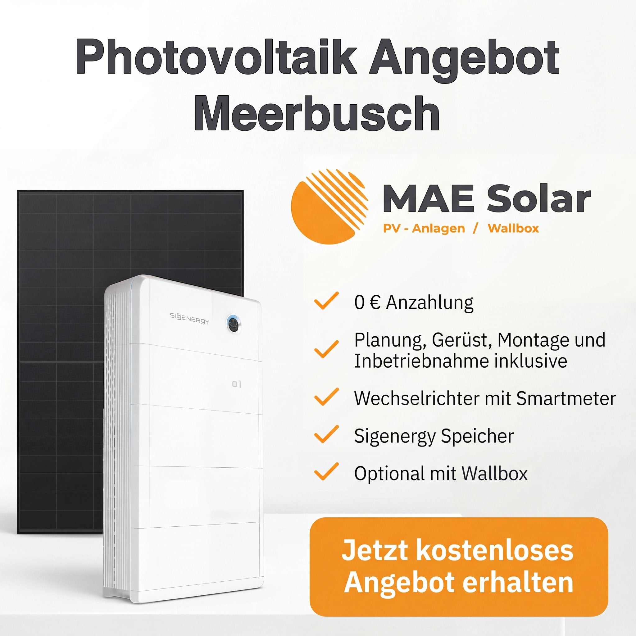 Photovoltaik Meerbusch – Komplettanlage mit Speicher, Montage & Anmeldung vom Profi - MAE Solar - PV - Anlagen Düsseldorf