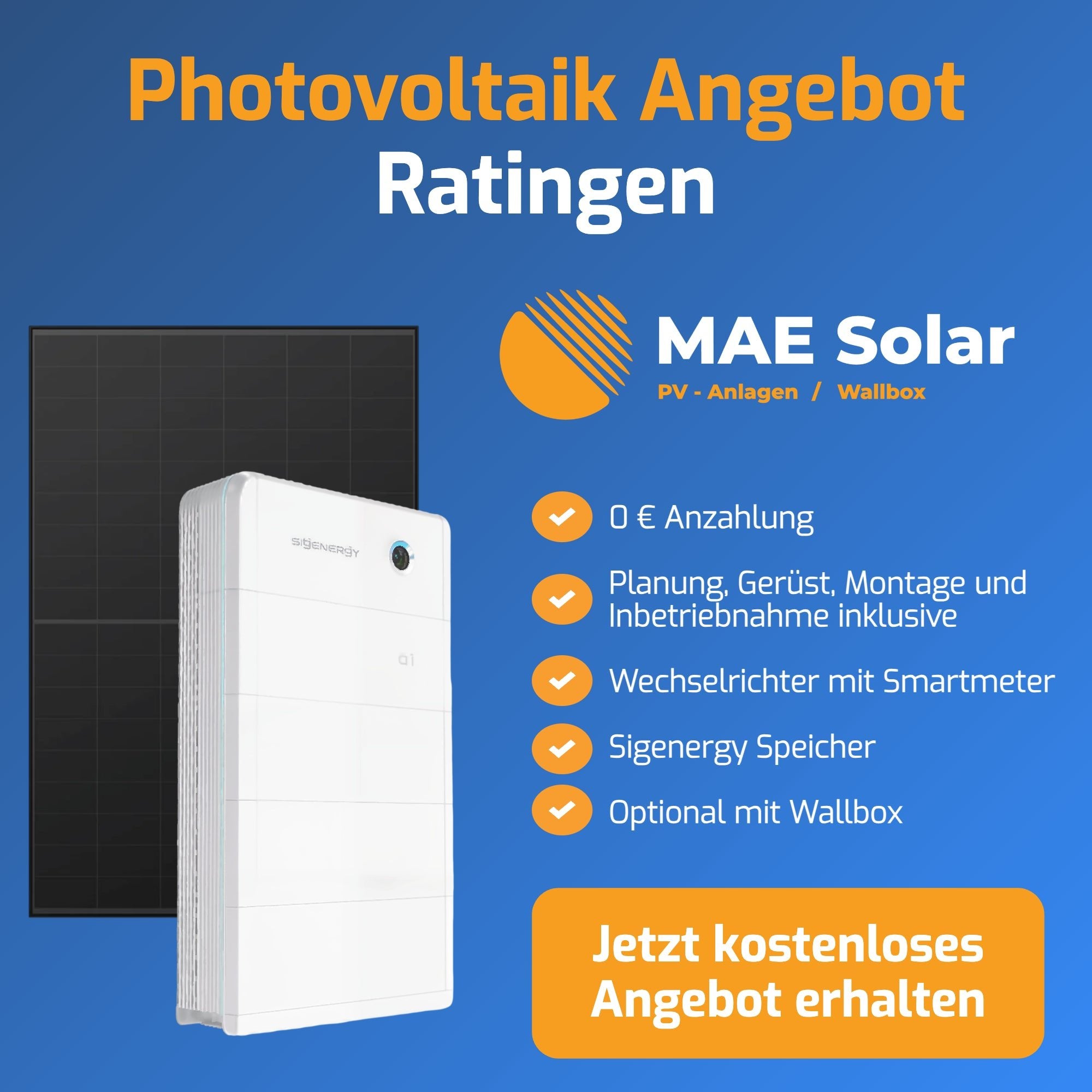 Photovoltaik Ratingen – Komplettanlage mit Speicher, Montage & Anmeldung vom Profi - MAE Solar - PV - Anlagen Düsseldorf